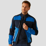 Male model wearing the RG382 Regatta E-Volve Unisex Knit Effect Midlayer Top in Strong Blue / Navy