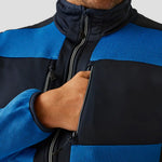 Model wearing the RG382 Regatta E-Volve Unisex Knit Effect Midlayer Top in Strong Blue / Navy