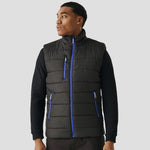Model wearing the Regatta Navigate Thermal Bodywarmer in Black / New Royal Blue
