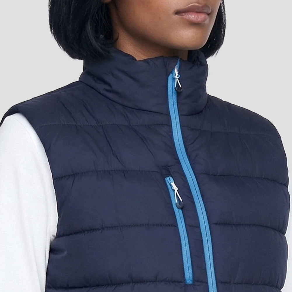 Close-up shot of model wearing the Regatta Navigate Thermal Bodywarmer in Navy - French Blue