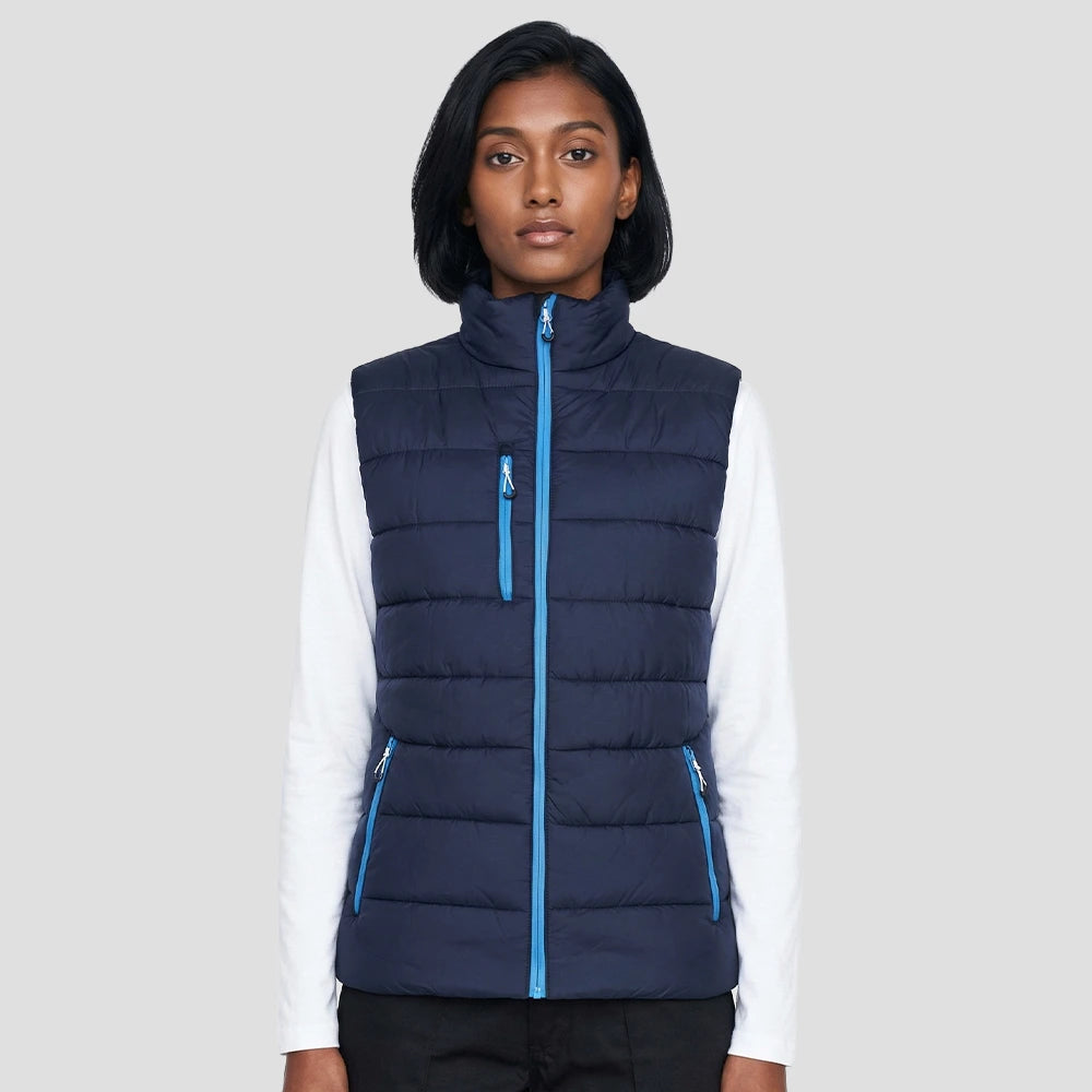 Model wearing the Regatta Navigate Thermal Bodywarmer in Navy / French Blue