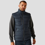 Model wearing the Regatta Navigate Thermal Bodywarmer in Navy / Seal Grey