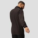 Rear view of Model wearing the Regatta Navigate Half Zip Fleece RG452 in Black / Classic Red