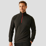 Model wearing the RG452 Regatta Navigate Half Zip Fleece in Black / Red