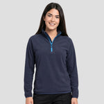 Model wearing the Regatta Navigate Half Zip Fleece RG452 in Navy / French Blue