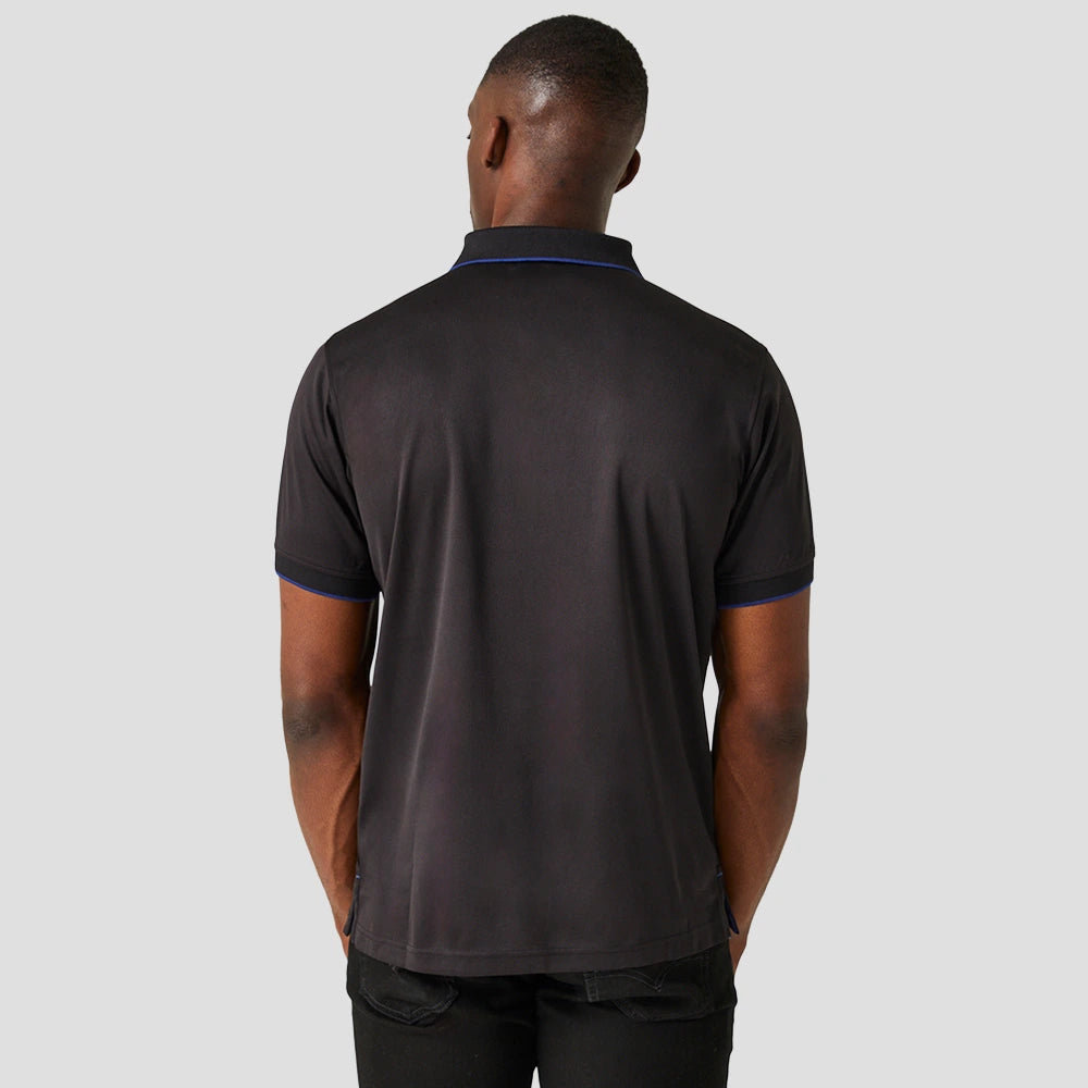 Rear view of Regatta Navigate Polo Shirt in Black / Royal