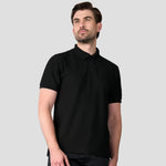 Close-up placket of the R110 Pro RTX Pique Polo Shirt in Black