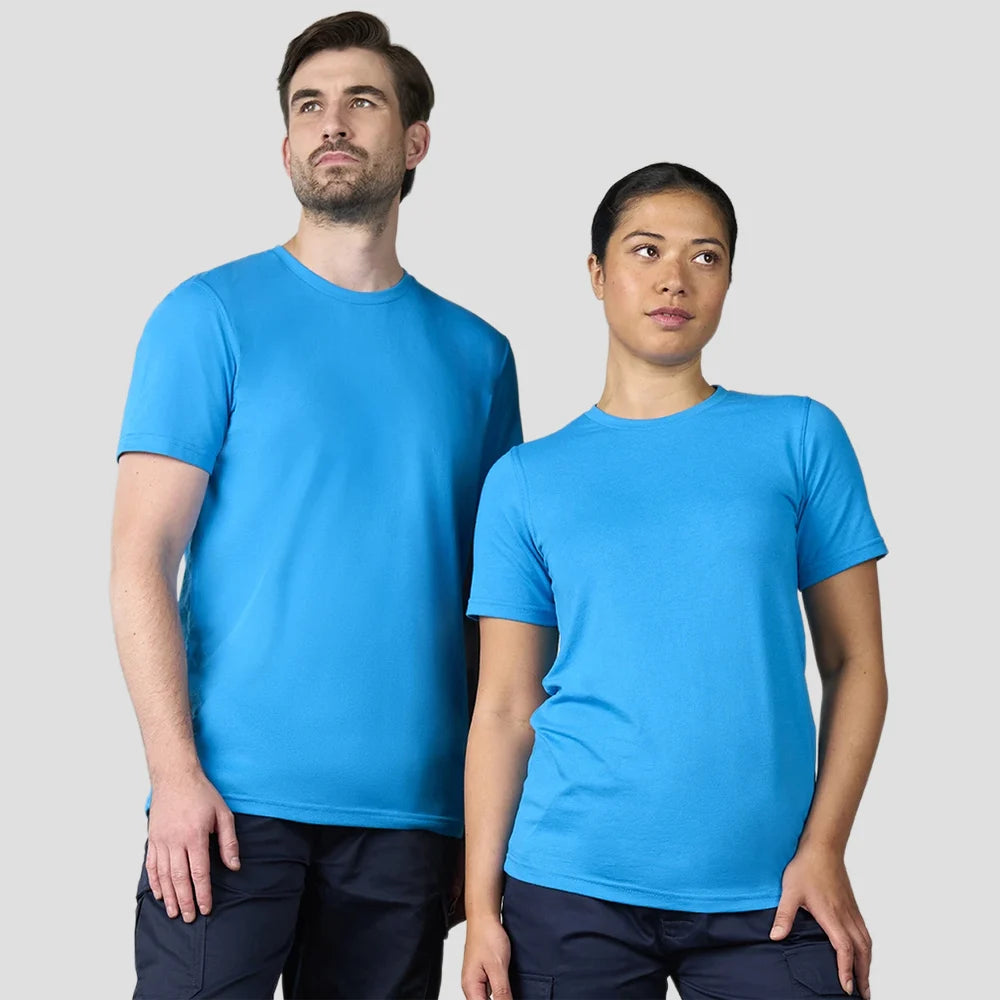 Two models wearing the RX151 Pro RTX Pro T-Shirt in Sapphire Blue