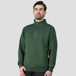 Model wearing the Pro RTX Pro 1/4 Neck Zip Sweatshirt in Bottle Green