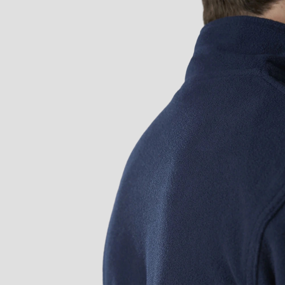 Rear view of the Model wearing the Pro RTX Pro Fleece Jacket in Navy
