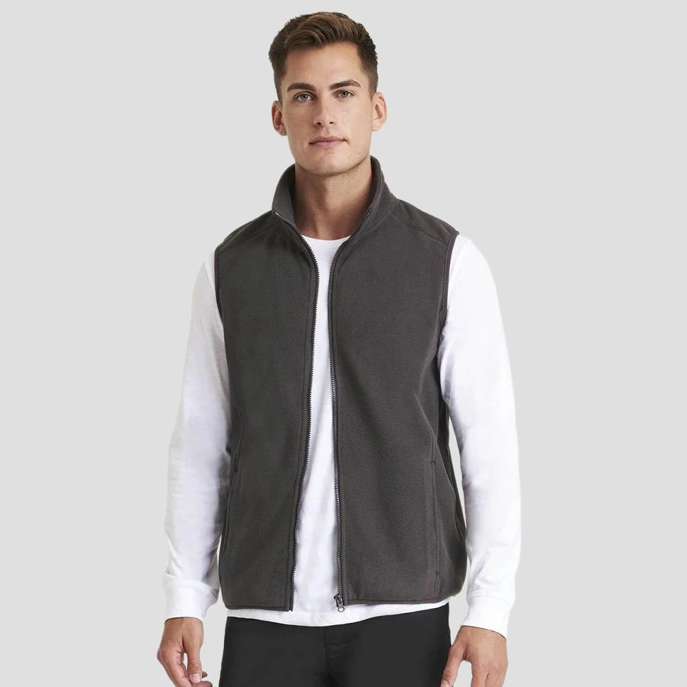 Model wearing the RX405 Pro RTX Pro Fleece Gilet in Charcoal