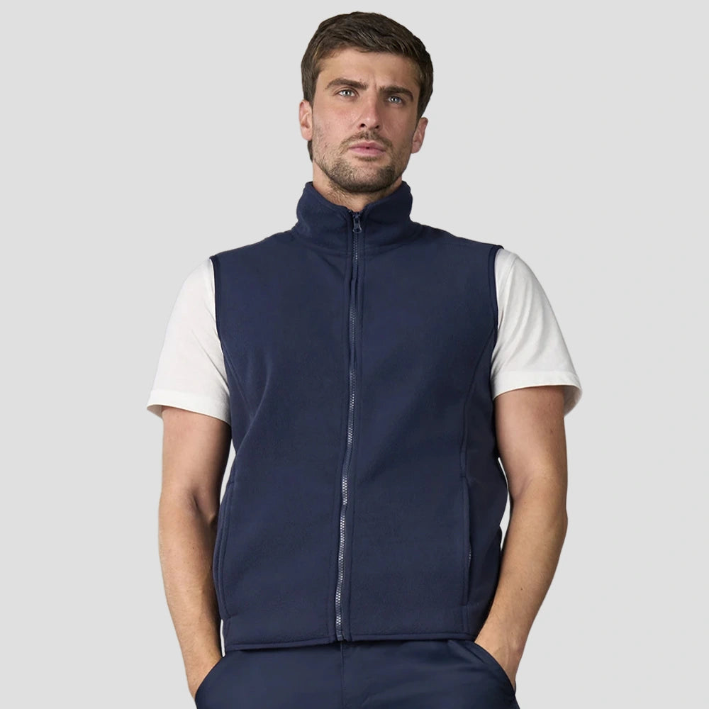 Model wearing the Pro RTX Pro Fleece Gilet in Navy