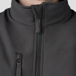 Close-up of model wearing the Pro RTX Pro Three Layer Soft Shell Jacket in Charcoal