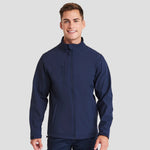 Model wearing the Pro RTX Pro Three Layer Soft Shell Jacket in Navy