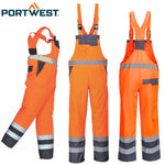 Portwest - Hi-Vis Breathable Contrast Rain Bib and Brace.