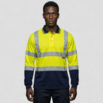 model wearing Hi-Vis Contrast Polo Shirt L/S