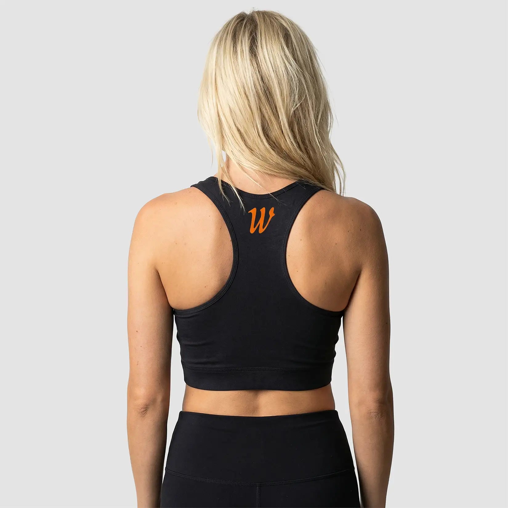 Rear view of model wearing the Winsford ASC Lycra Cropped Top S282F – Ladies