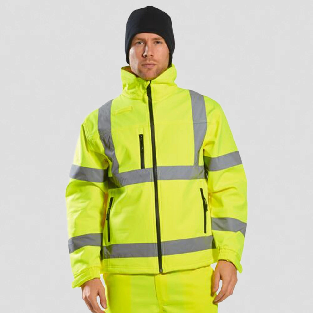 model wearing Portwest Hi-Vis Classic Softshell (3L)