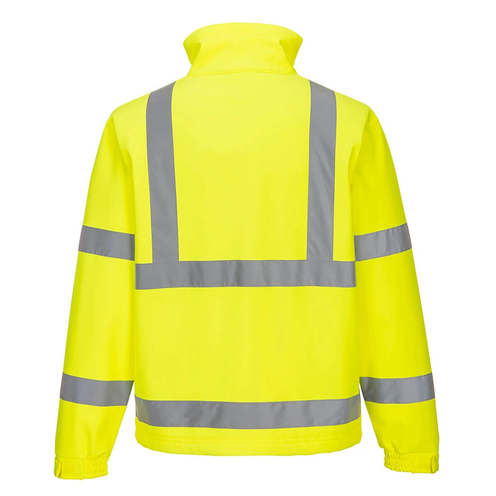 back view of Portwest Hi-Vis Classic Softshell (3L) yellow