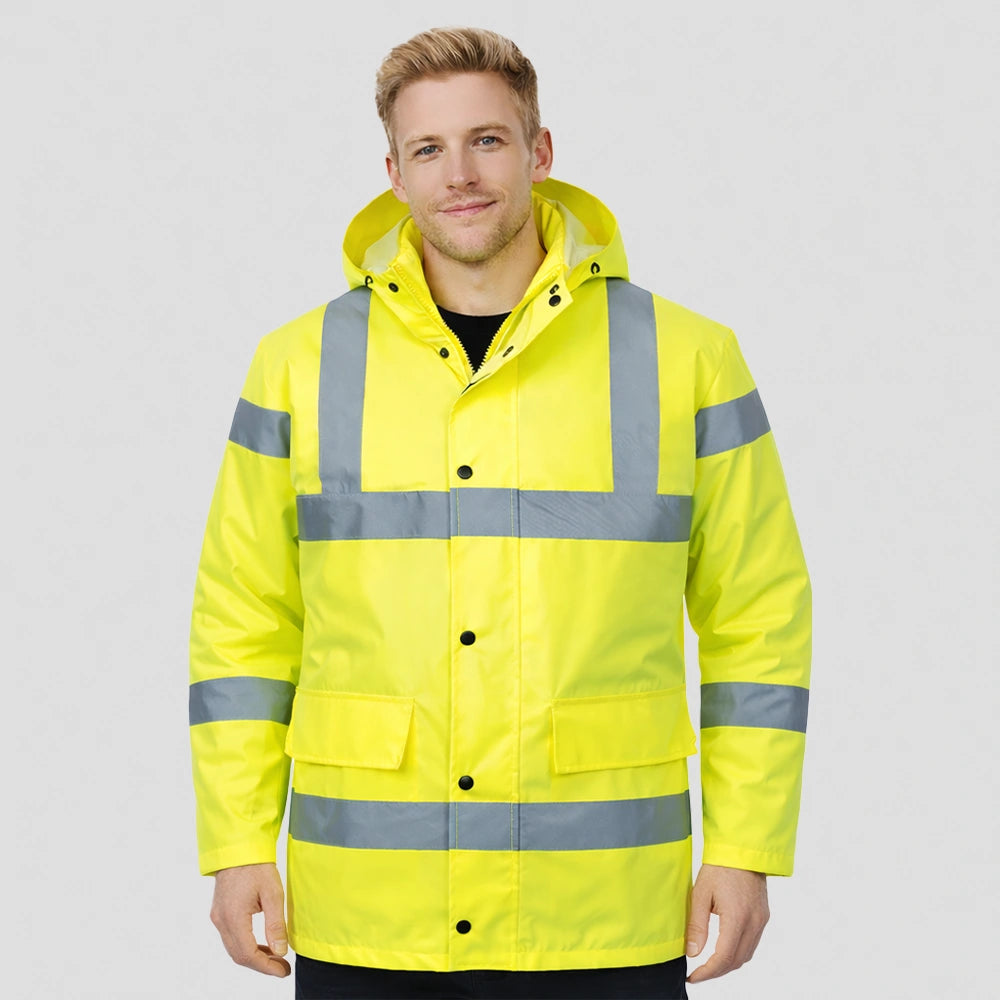 model wearing yellow Hi-Vis Traffic Jacket
