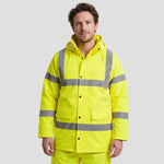 Model wearing the Portwest Hi-Vis Breathable Winter Traffic Jacket S461.