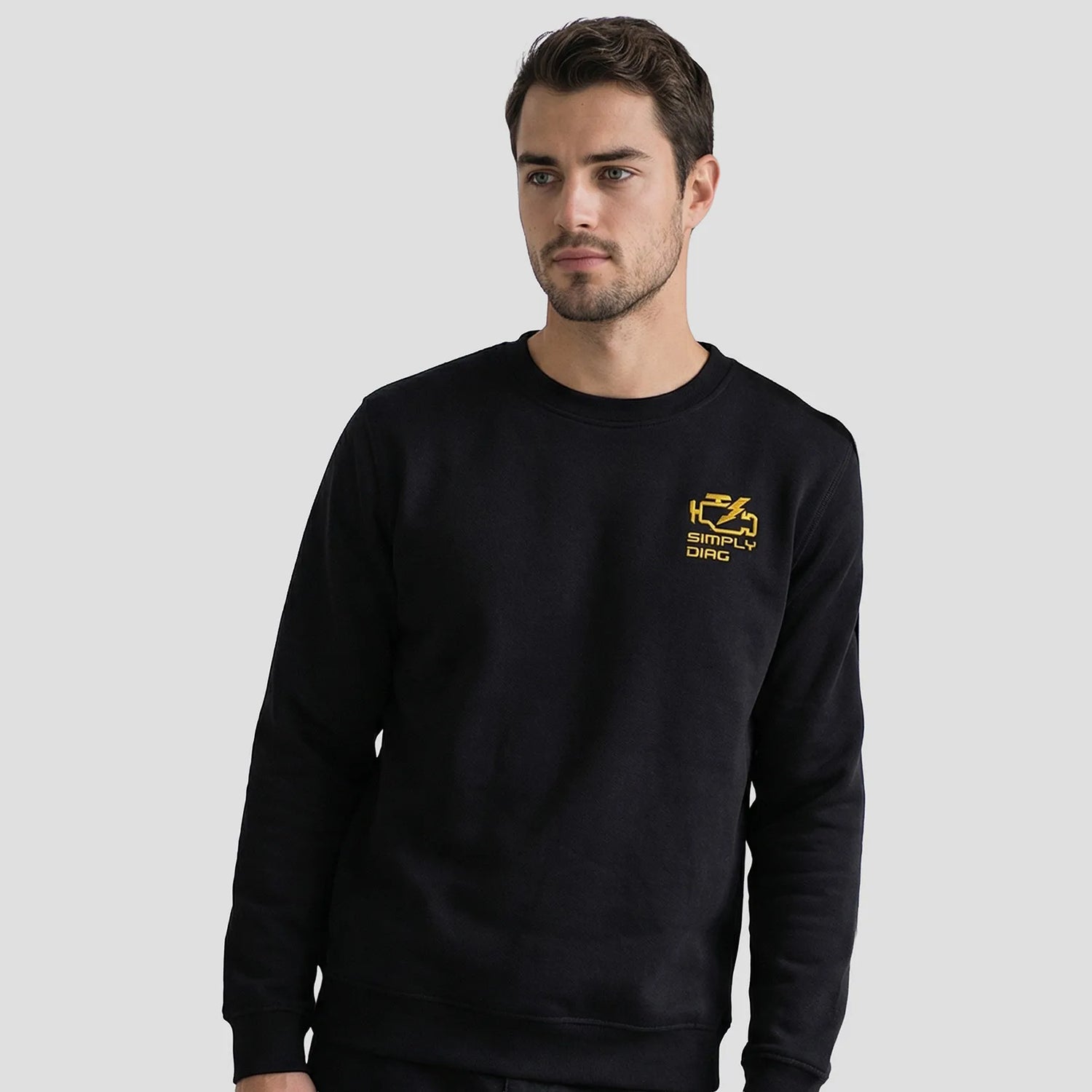 Model wearing the SimplyDiag Network Sweatshirt