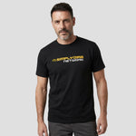 Model wearing the SimplyDiag Network Printed T-shirt in Black