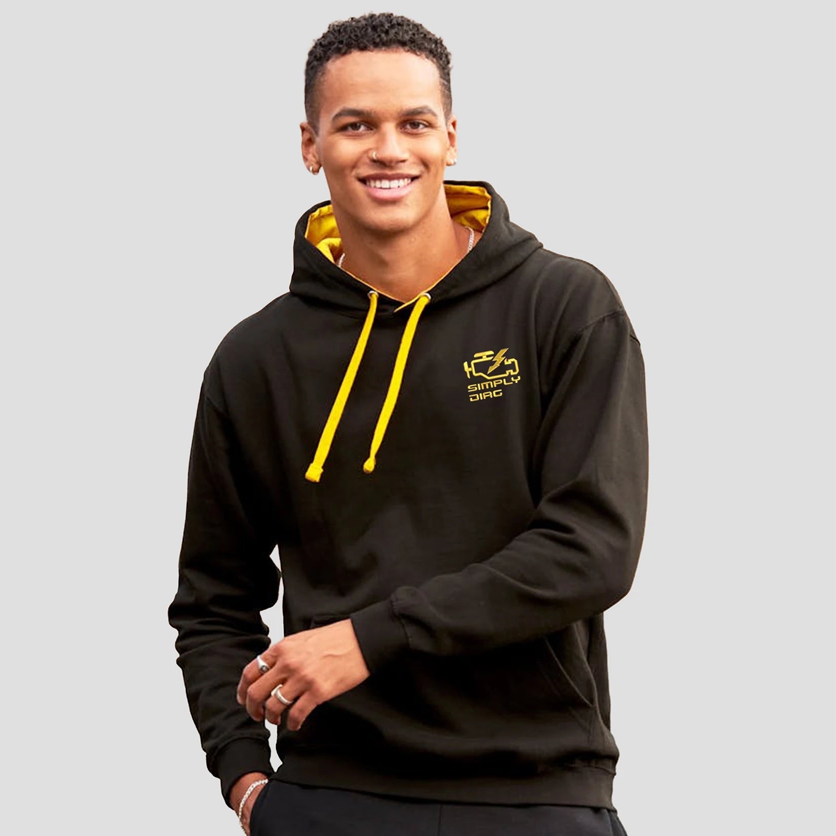Model wearing the SimplyDiag Network Two Tone Hoody