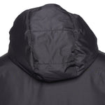 Close-up hood view of the Surridge Sport Long Padded Bench Coat in Black.
