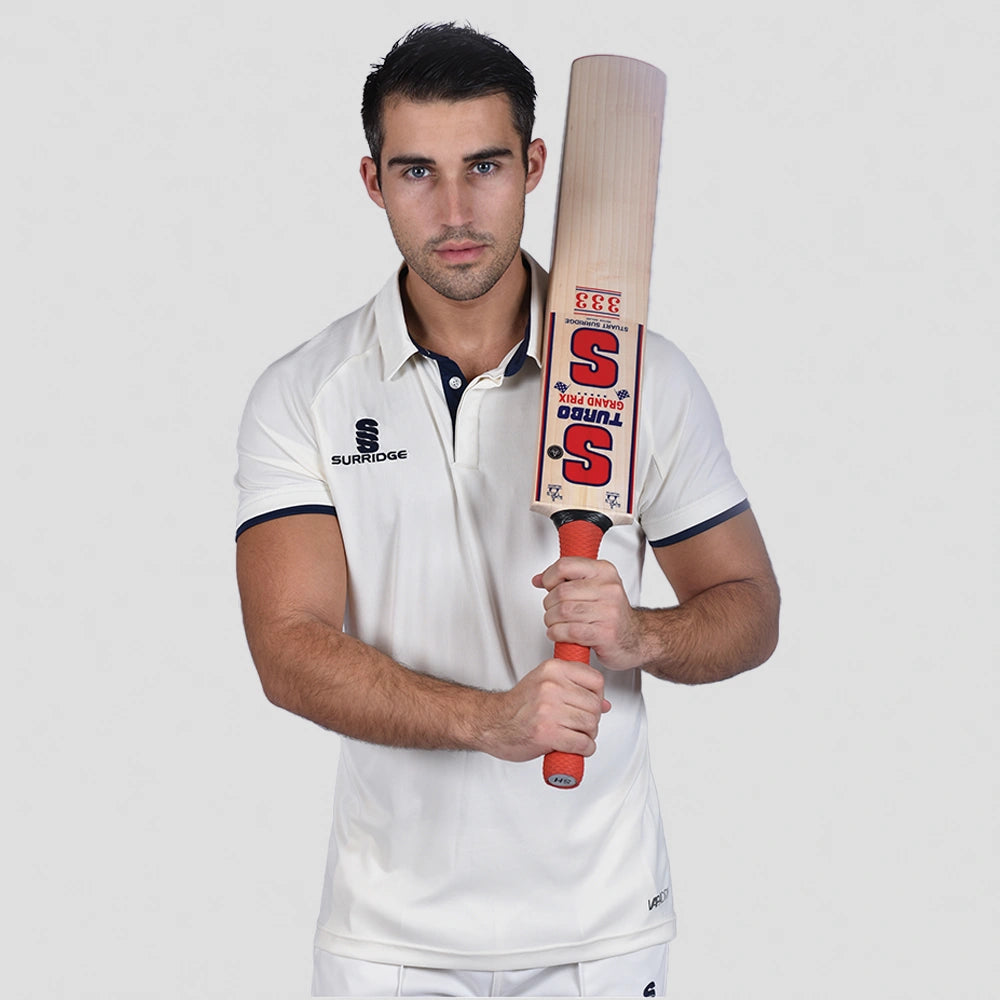 model wearing Stuart Surridge ERGO Short Sleeve Cricket Shirt