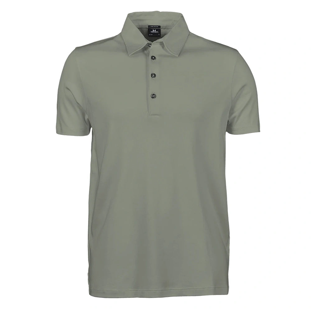 Pima Cotton Interlock Polo Shirt sage front view