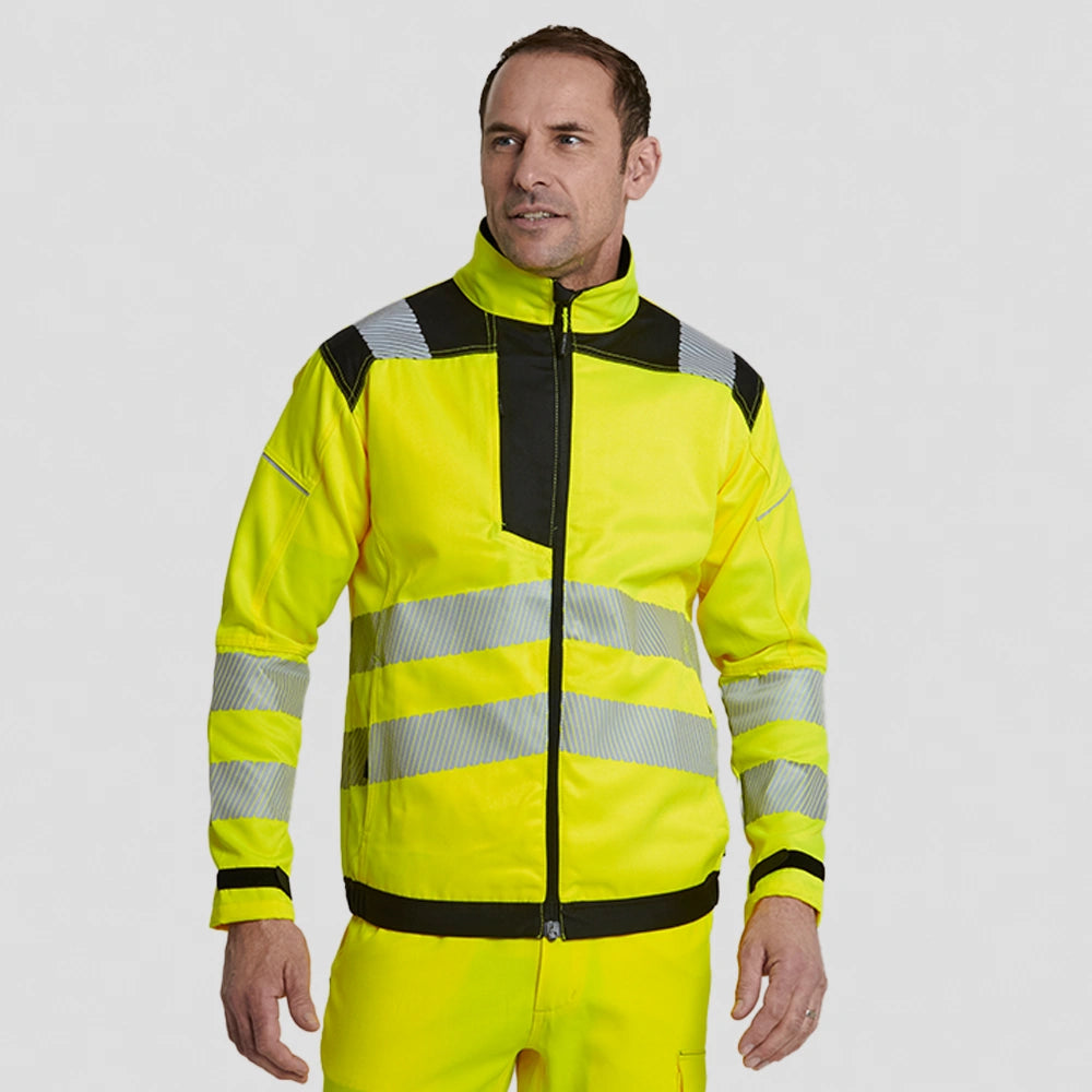 model wearing PW3 Hi-Vis Work Jacket 