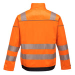 back view of PW3 Hi-Vis Work Jacket orange black 