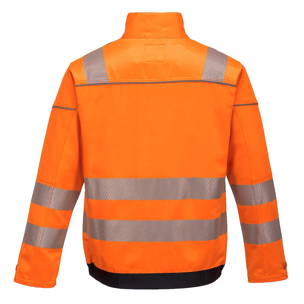 back view of PW3 Hi-Vis Work Jacket orange black 