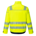 back view of PW3 Hi-Vis Work Jacket yellow navy