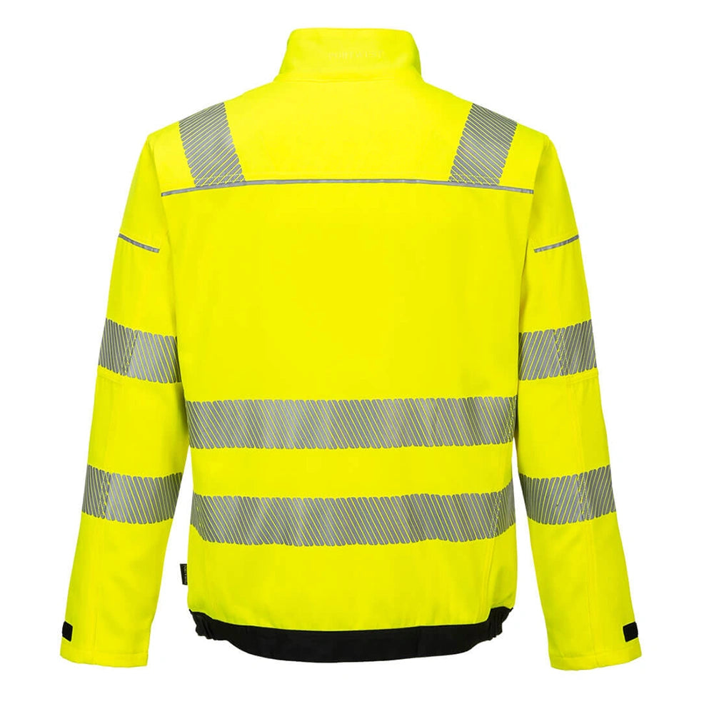 back view of PW3 Hi-Vis Work Jacket yellow black