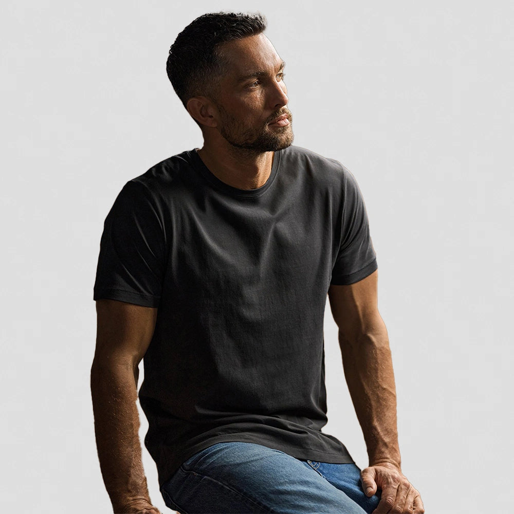 model wearing black Luxury Cotton T-Shirt