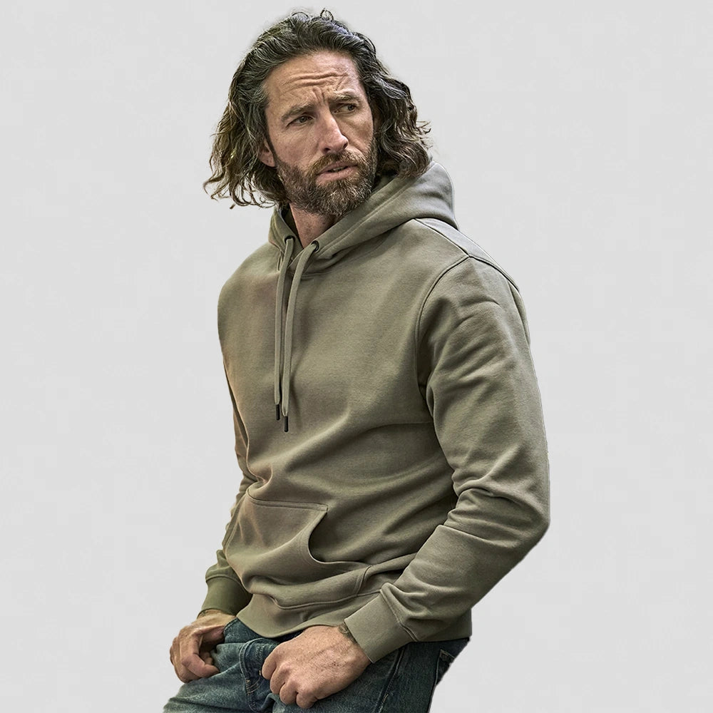 model wearing Hooded Sweatshirt