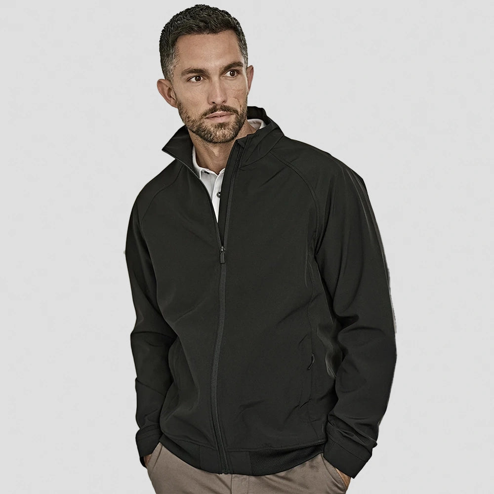 model wearing tee jays club jacket 