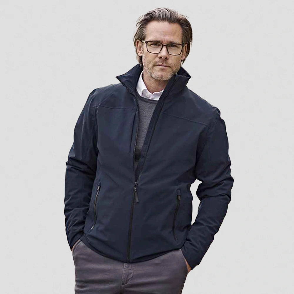 model wearing Tee Jays All Weather Jacket 