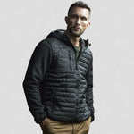 model wearing Crossover Hooded Jacket