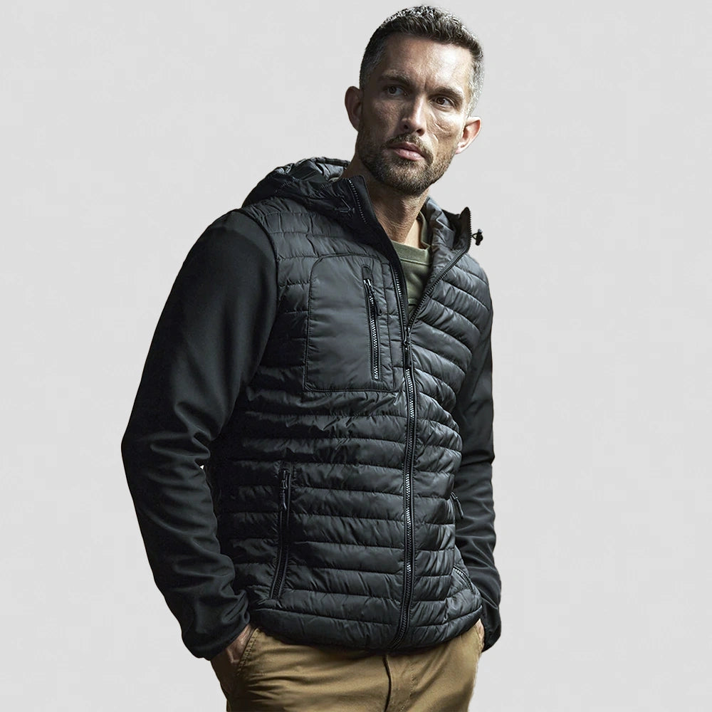 model wearing Crossover Hooded Jacket