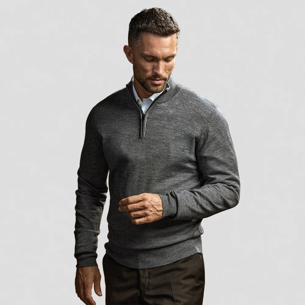 model wearing Tee Jays Half Zip Sweater