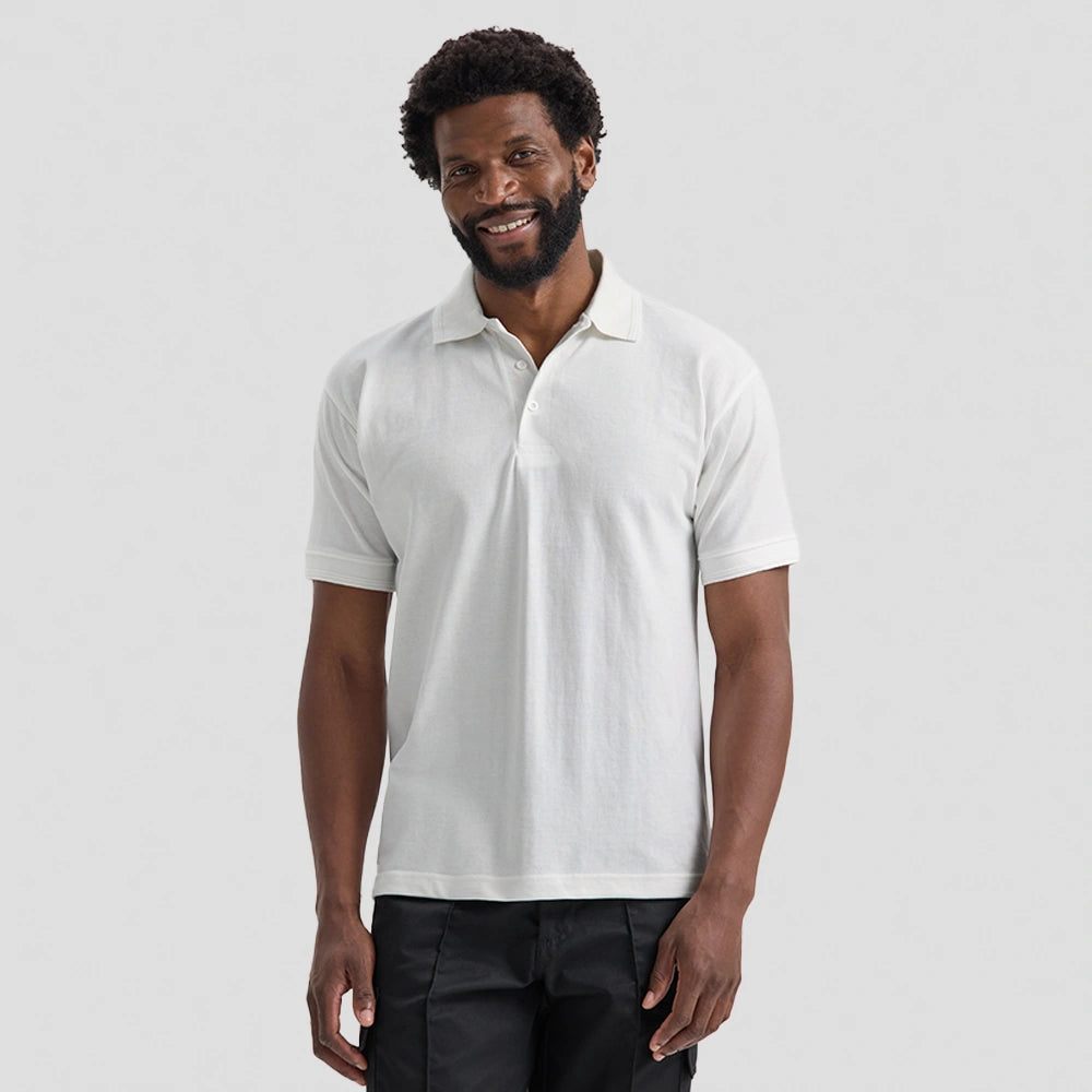 Model wearing Heavyweight Cotton Poloshirt UC104