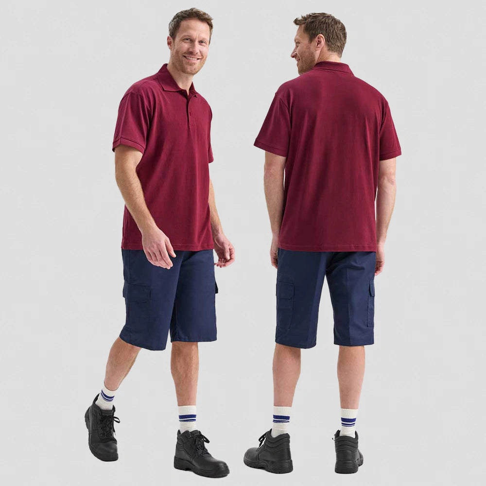 full front and back view of Mens Active Cotton Poloshirt UC114