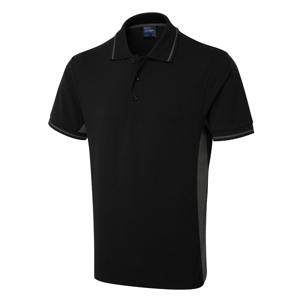 black charcoal Uneek Two Tone Polo Shirt UC117