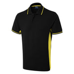 Uneek Two Tone Polo Shirt UC117 black yellow