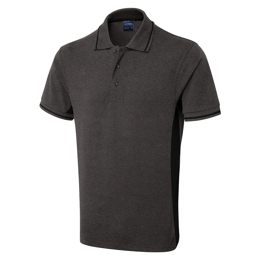Uneek Two Tone Polo Shirt UC117 charcoal black