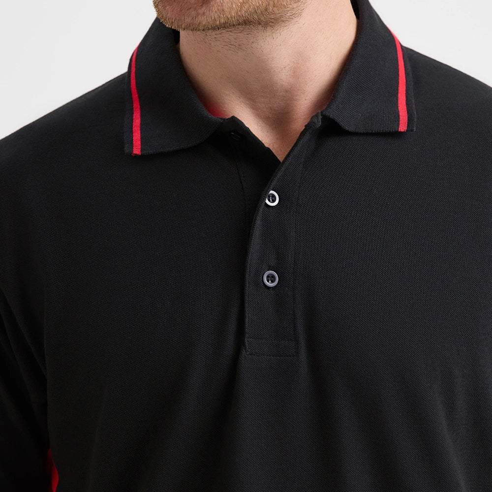 close up placket detail Uneek Two Tone Polo Shirt UC117