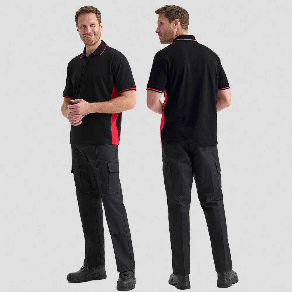 full front and back view of Uneek Two Tone Polo Shirt UC117
